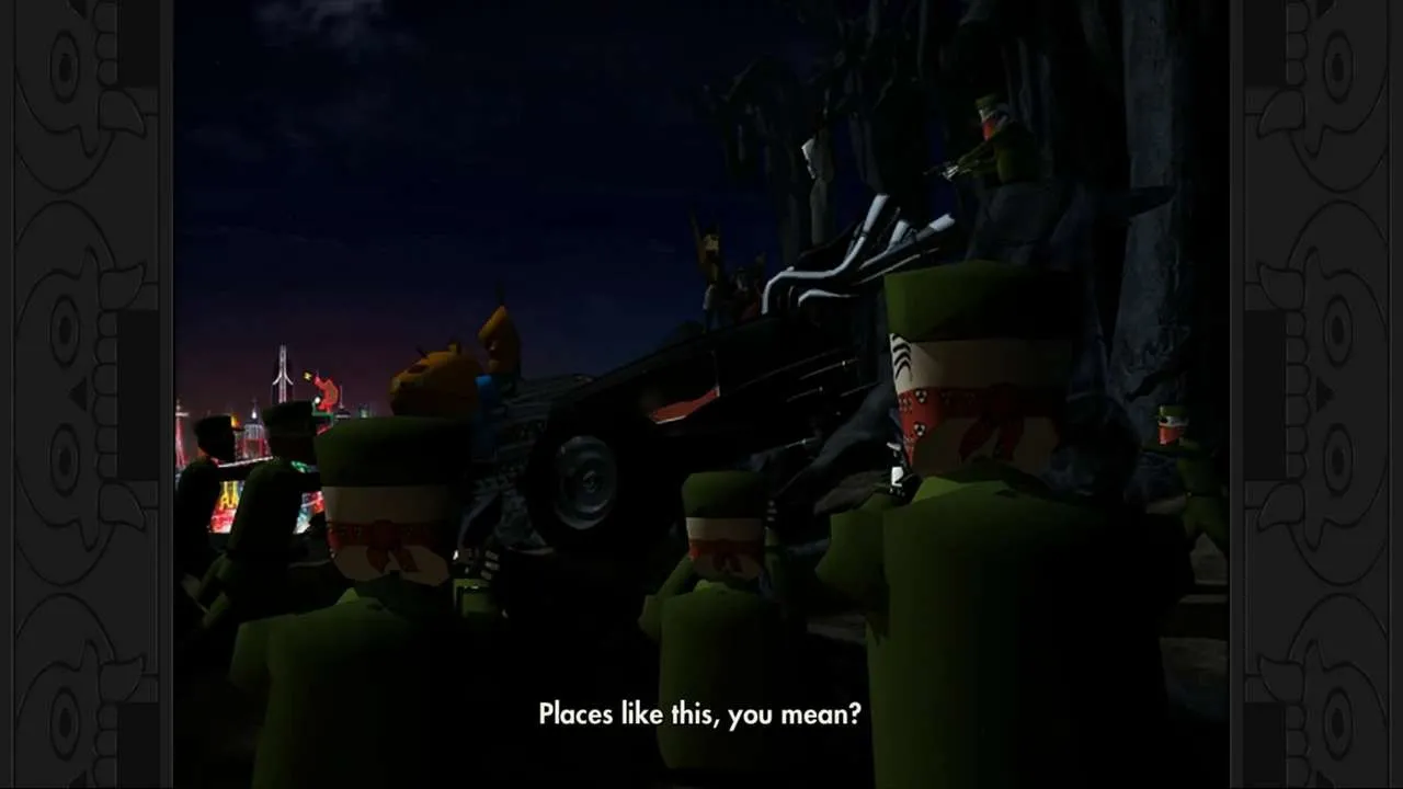 A close-up of Manny Calavera's face, showcasing the updated character models