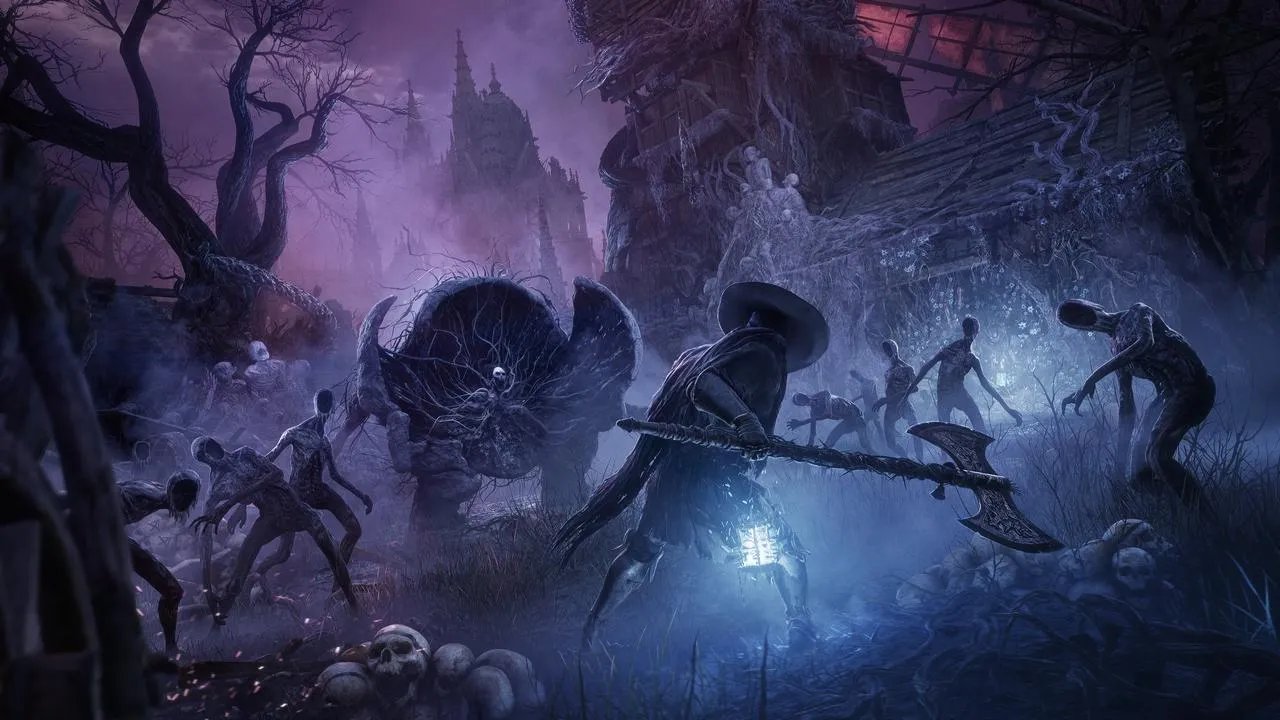 A panoramic view showcasing the intricate level design of Lords of the Fallen (2023)