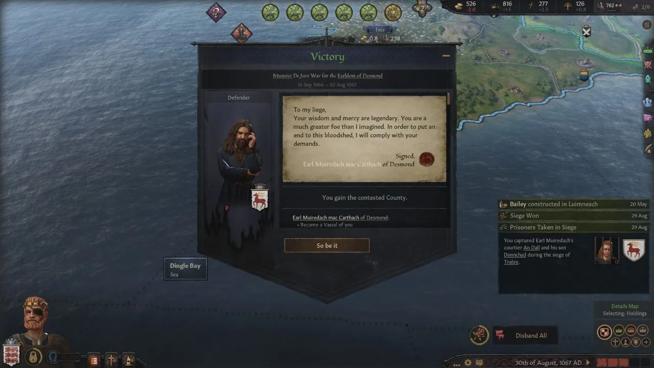 A screenshot from Crusader Kings III showing the character lifestyle screen