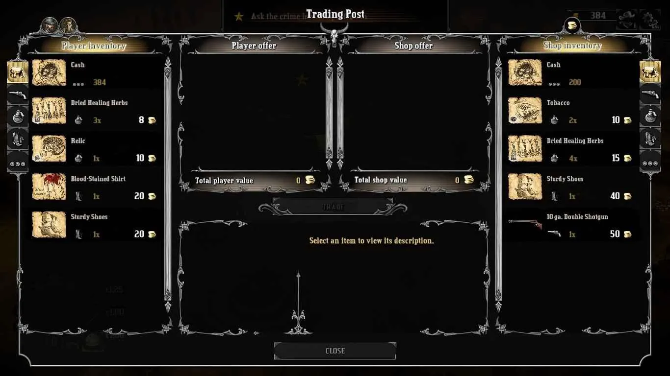 A screenshot from Hard West showcasing the game's in-game currency and resources.