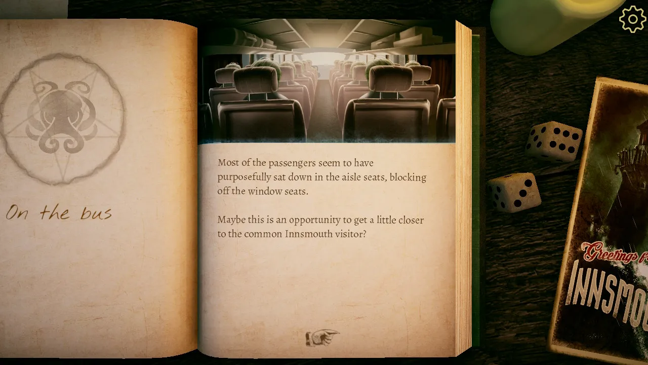 A screenshot from The Innsmouth Case depicting the creepy town of Innsmouth.