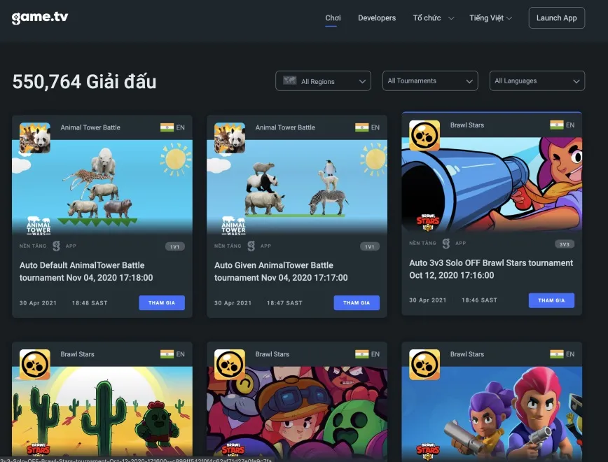 A screenshot showcasing the game.tv platform and its various features.