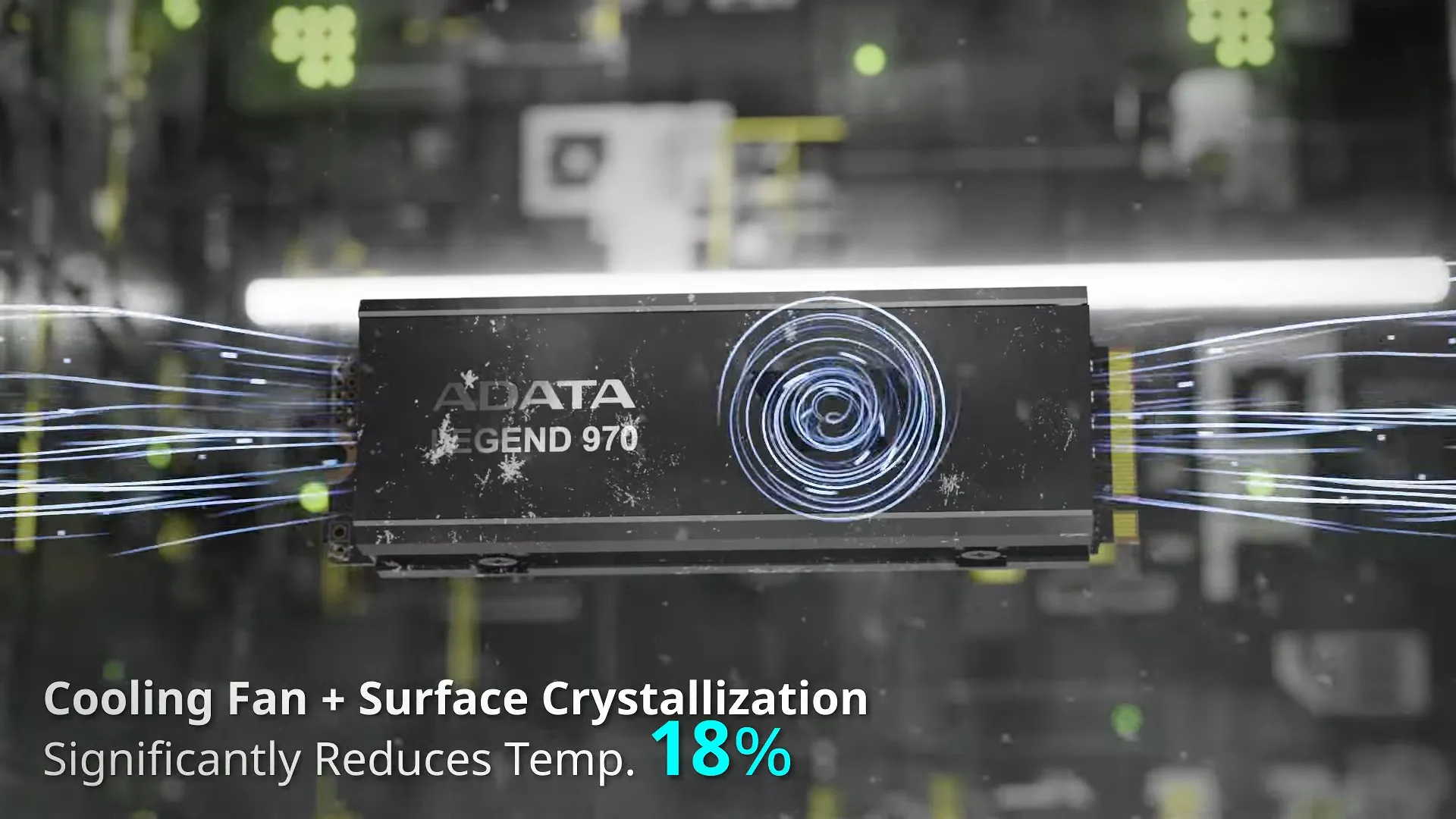 ADATA LEGEND 970 SSD with dual-layer extruded aluminum fins and a micro-fan
