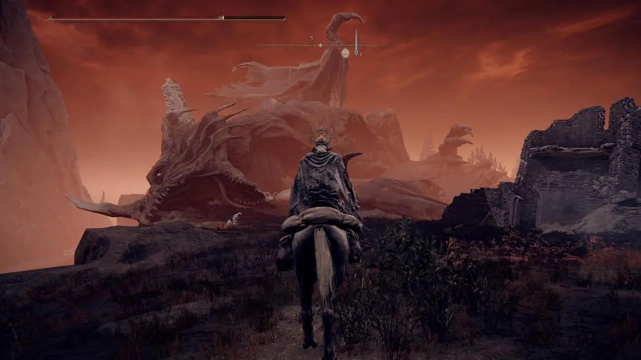 Alt: A challenging combat encounter in Elden Ring: Shadow of the Erdtree DLC. The player character is dodging a boss attack while surrounded by visual effects.