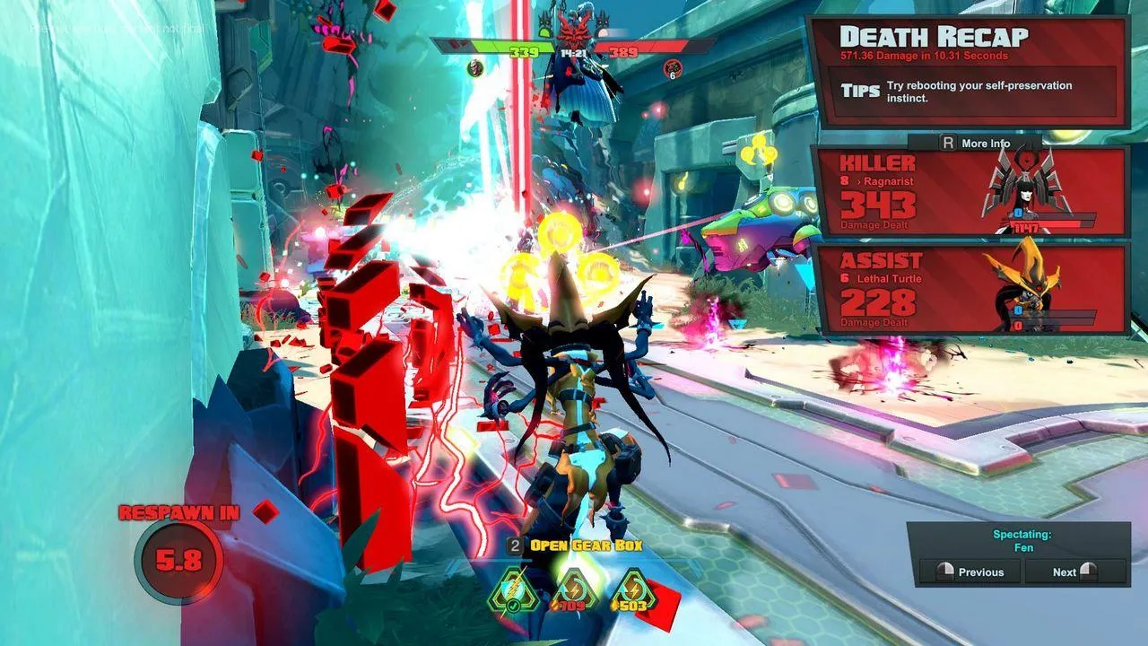 alt: A chaotic battle scene in Battleborn with excessive visual effects