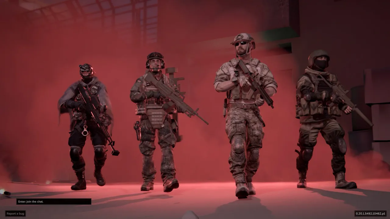 Alt: A screenshot from Caliber showing a team of players working together in a PvPvE match.