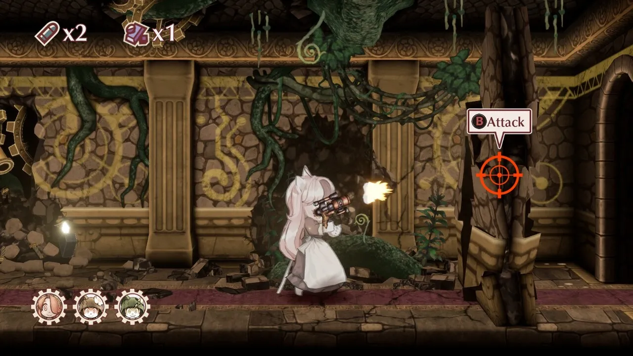 alt: A screenshot from Fuga: Melodies of Steel during an exploration sequence.