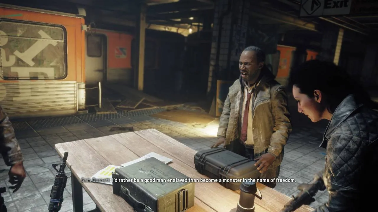 Alt: A screenshot from Homefront: The Revolution depicting the player aiming a weapon in a dilapidated urban setting.