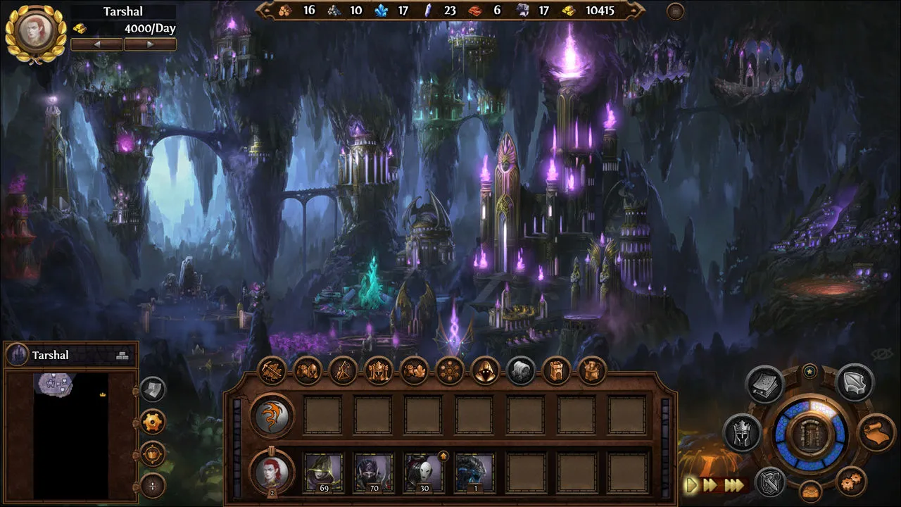 Alt: A screenshot from Might &amp; Magic: Heroes VII displaying the different unit types available in the game.