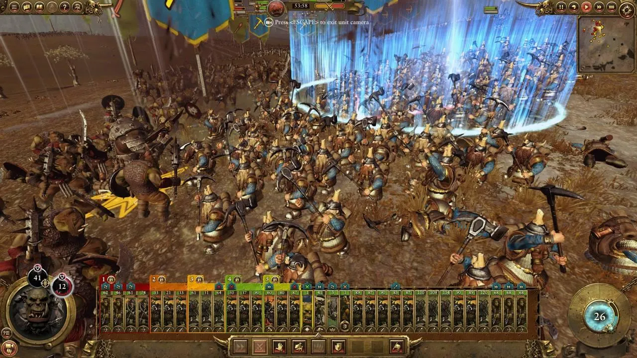 alt: A screenshot from Total War: Warhammer showcasing the detailed character models of the Dwarf faction.