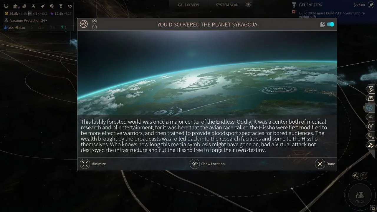 alt: A screenshot of Endless Space 2 showcasing the technology research tree, displayed in a circular format.