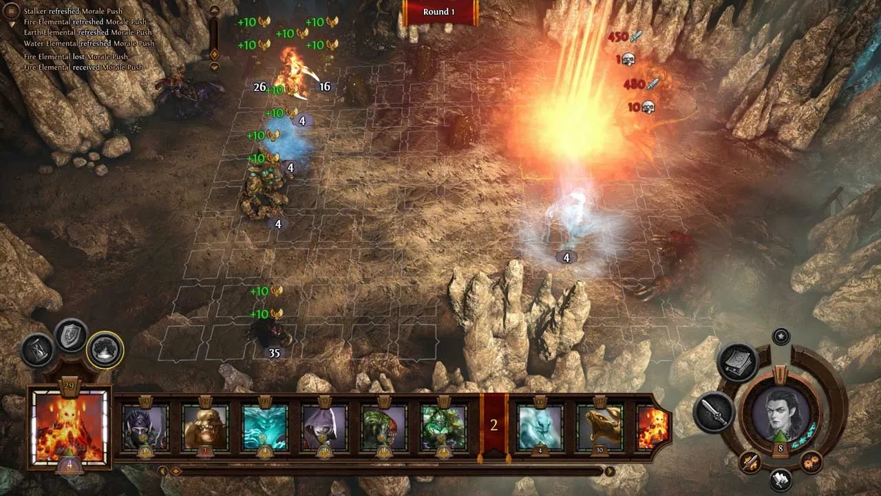 Alt: A screenshot showcasing the character models in Might &amp; Magic: Heroes VII during a cutscene.