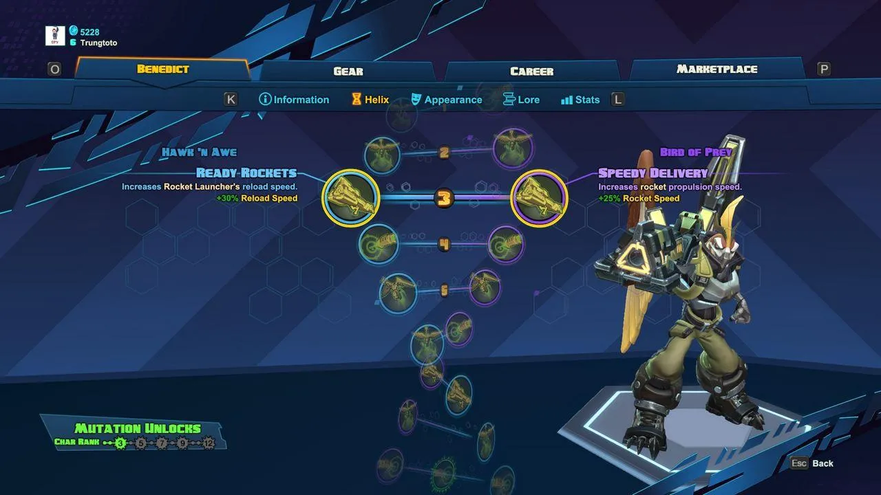 alt: Battleborn character customization screen showcasing the Helix system