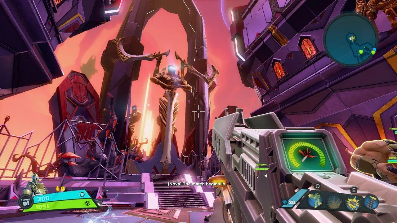 alt: Battleborn gameplay featuring a character in a fiery environment