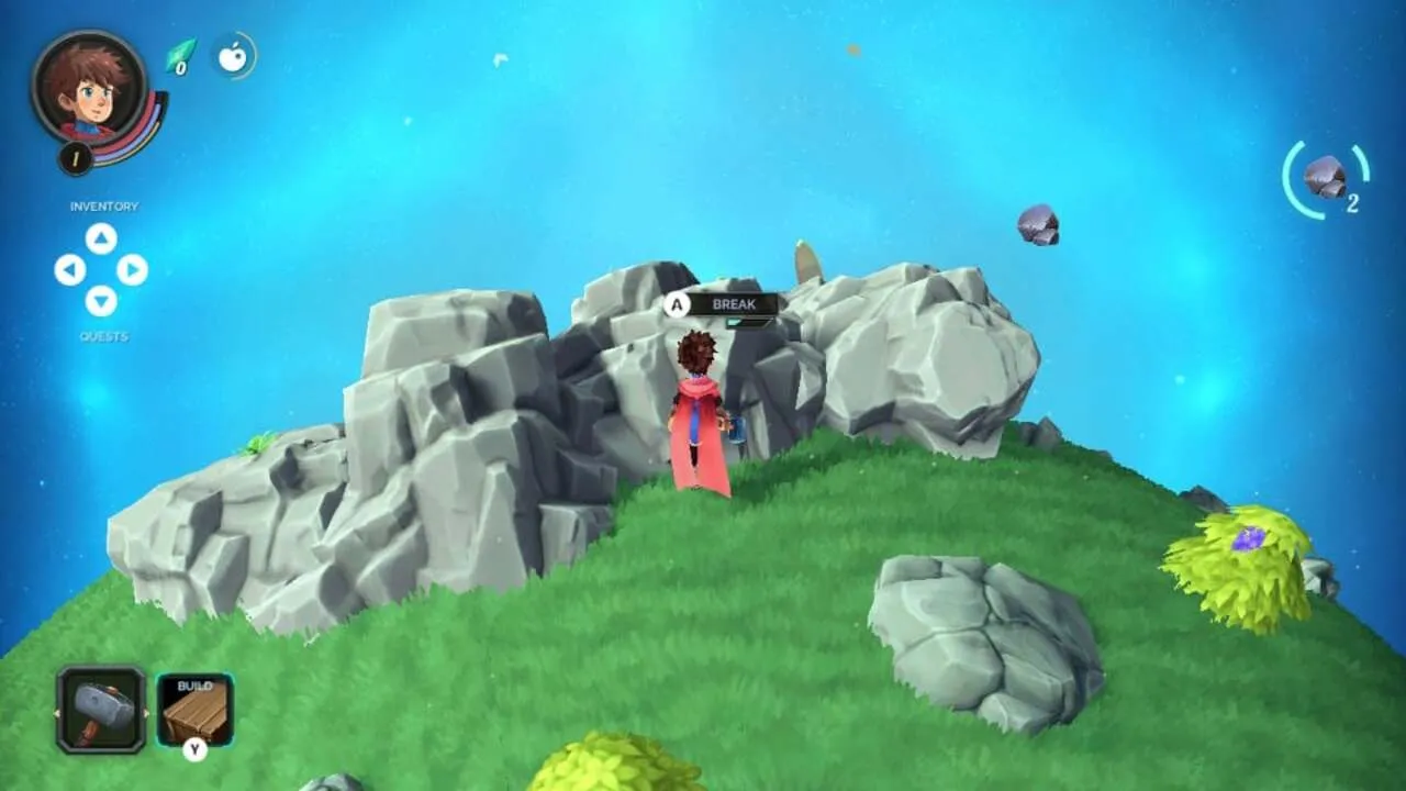 alt: Deiland screenshot illustrating the player character interacting with an NPC.