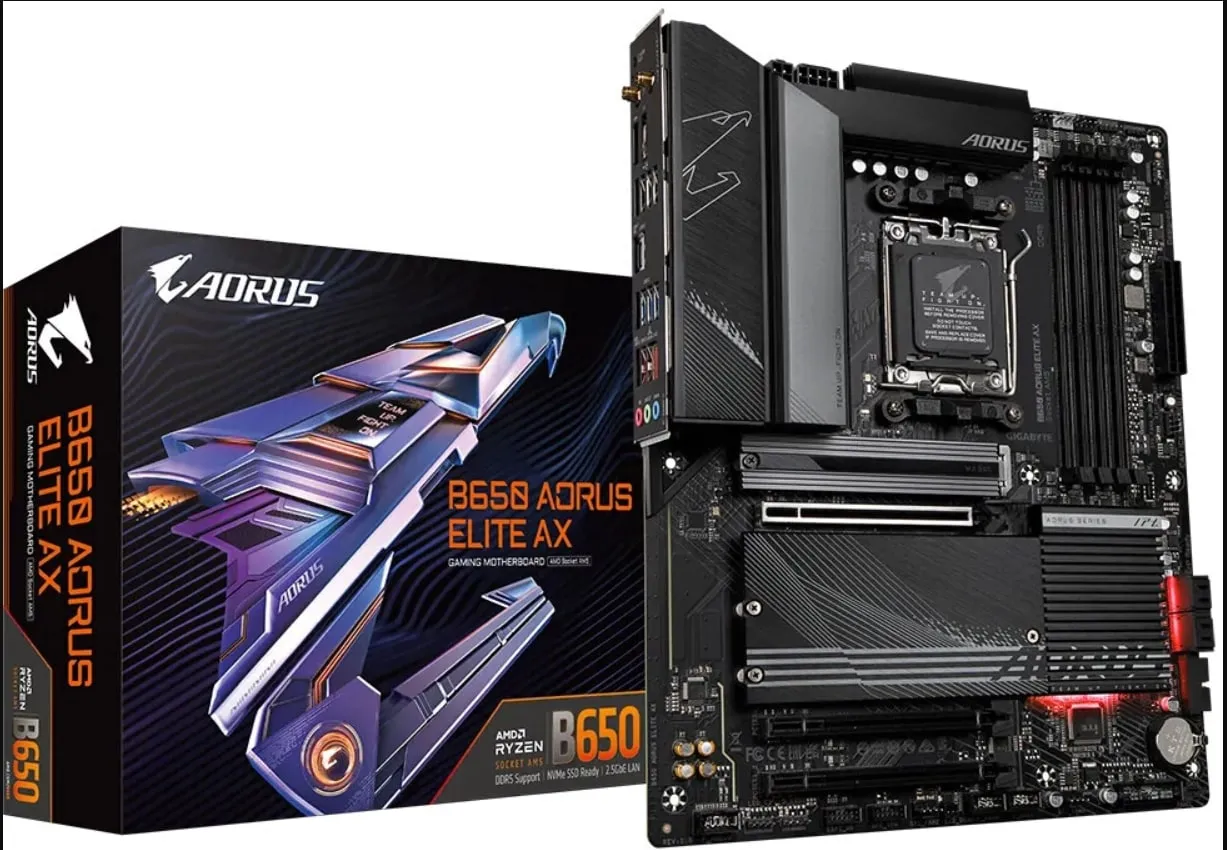 alt:  GIGABYTE B650 Motherboard with RGB Lighting