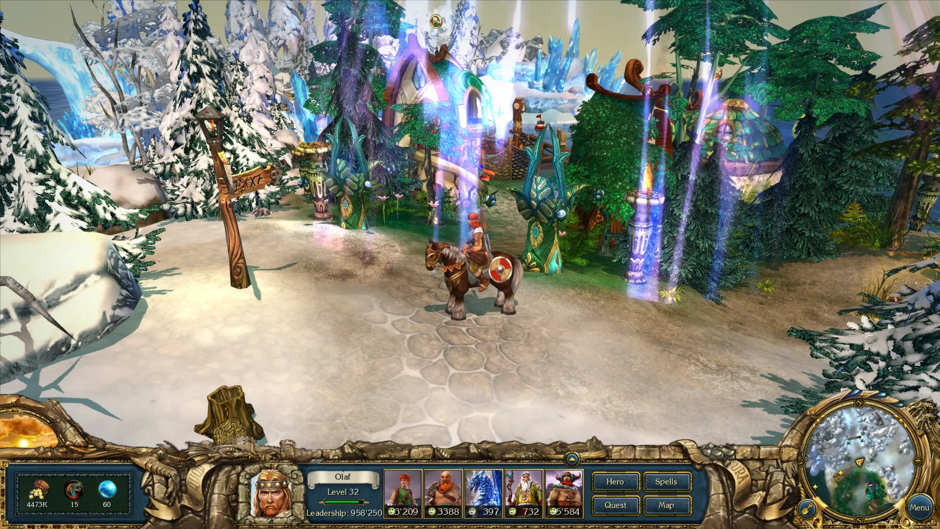 alt: King's Bounty: Ice &amp; Fire gameplay screenshot showing a dialogue box with a character.