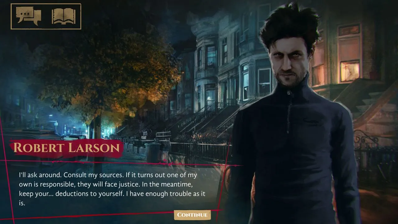 Alt: Screenshot from Coteries of New York showcasing the detailed character art. The image highlights the expressive style and unique visual identity of each character.
