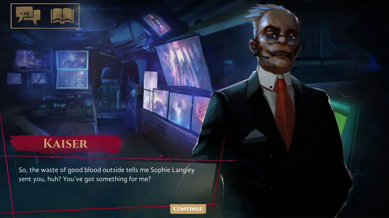 Alt: Screenshot from Coteries of New York showing a character standing in a dimly lit alleyway. The character is shrouded in shadows, emphasizing the game's dark and mysterious atmosphere.