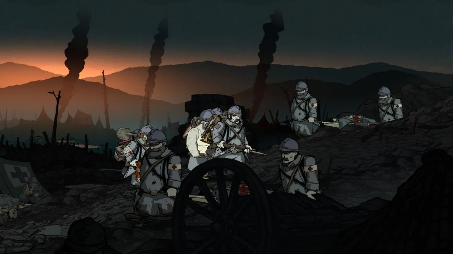 Alt Text: A gameplay screenshot from Valiant Hearts showing a character interacting with the environment.