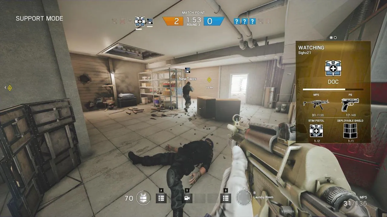 alt text: A player aiming down their sights in Rainbow Six Siege