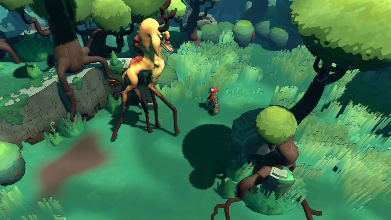 alt text: A scenic view of Hob's world showcasing the vast landscapes and the integration of mechanical structures with the natural environment.