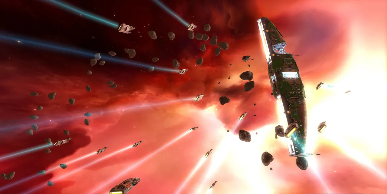 alt text: A screenshot from Homeworld Remastered Collection showcasing the different ship classes.