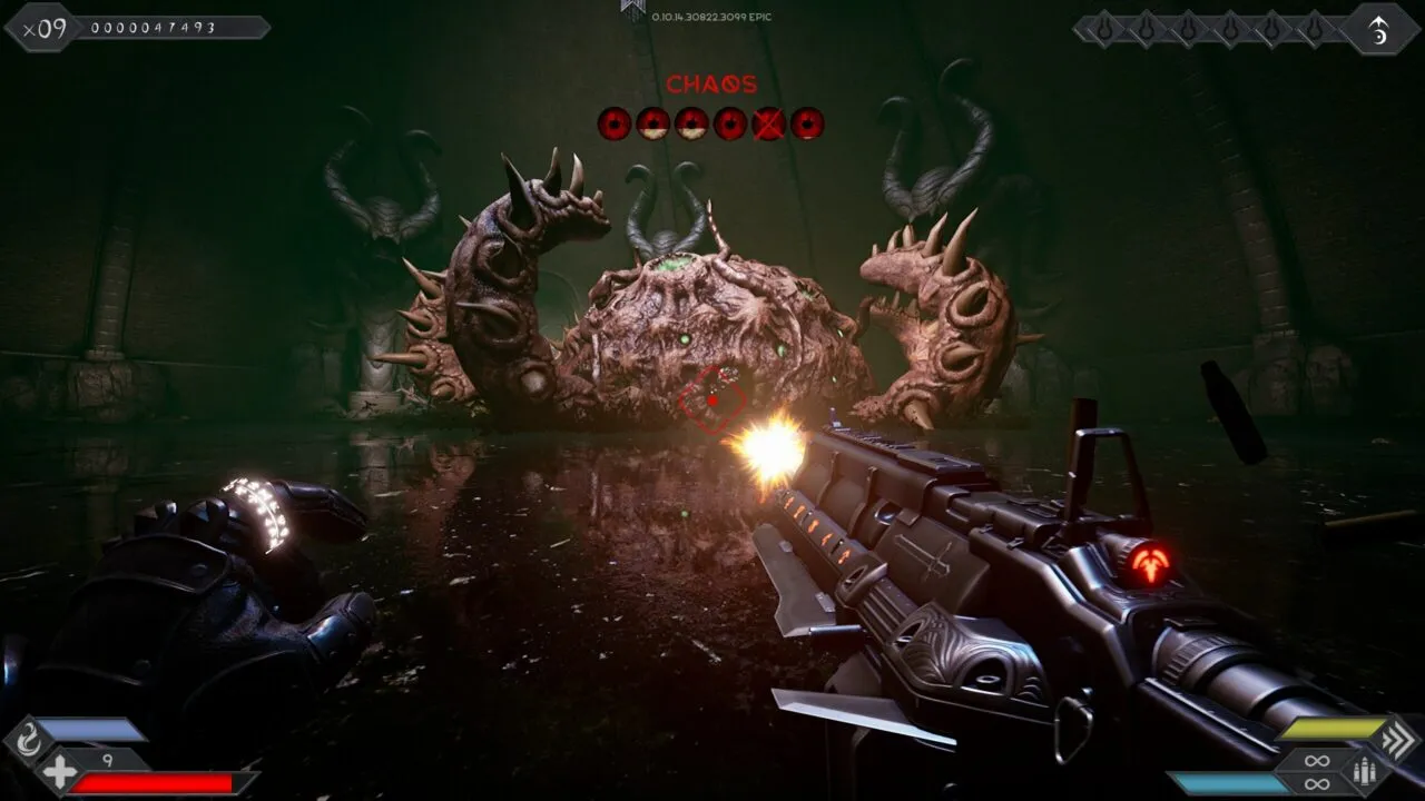 alt text: A screenshot from Scathe showing the Chaos tentacle boss.