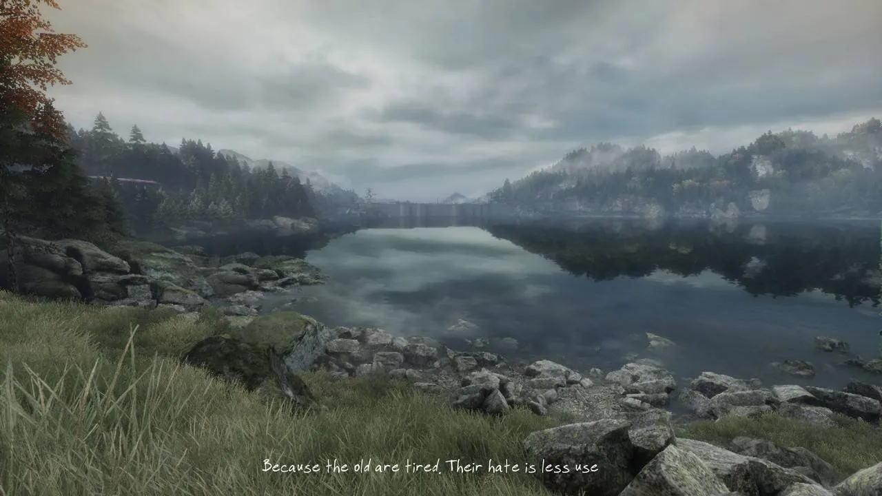 alt text: A screenshot from The Vanishing of Ethan Carter demonstrating the game's beautiful graphics and atmospheric lighting