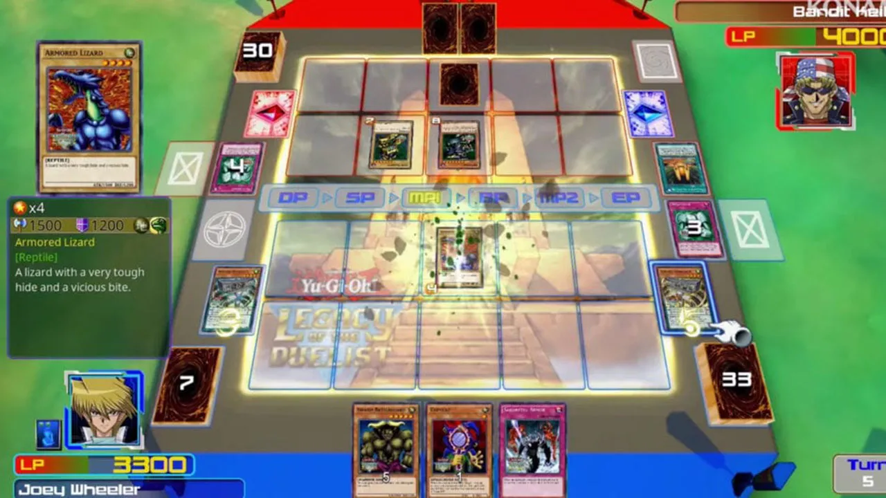 alt text: A screenshot from Yu-Gi-Oh! Legacy of the Duelist showing a 3D monster model during a duel.