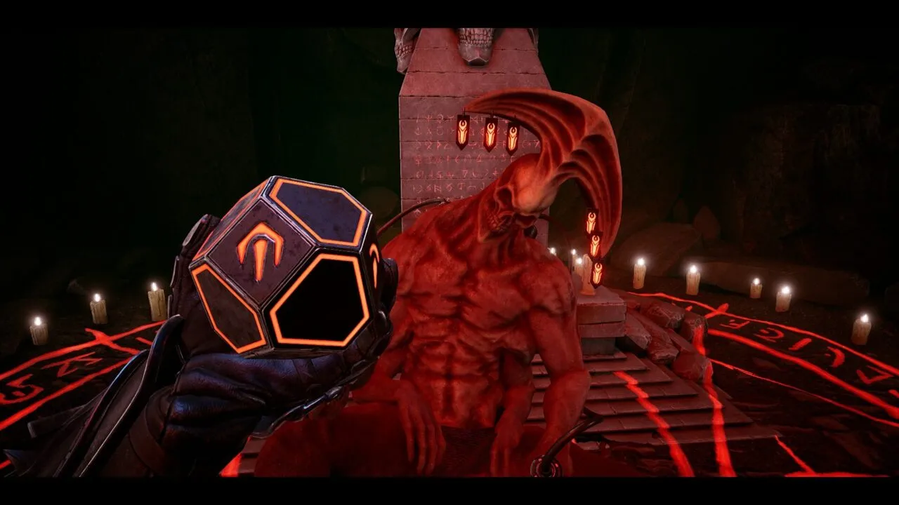 alt text: A screenshot of Scathe demonstrating the repetitive gameplay environment.