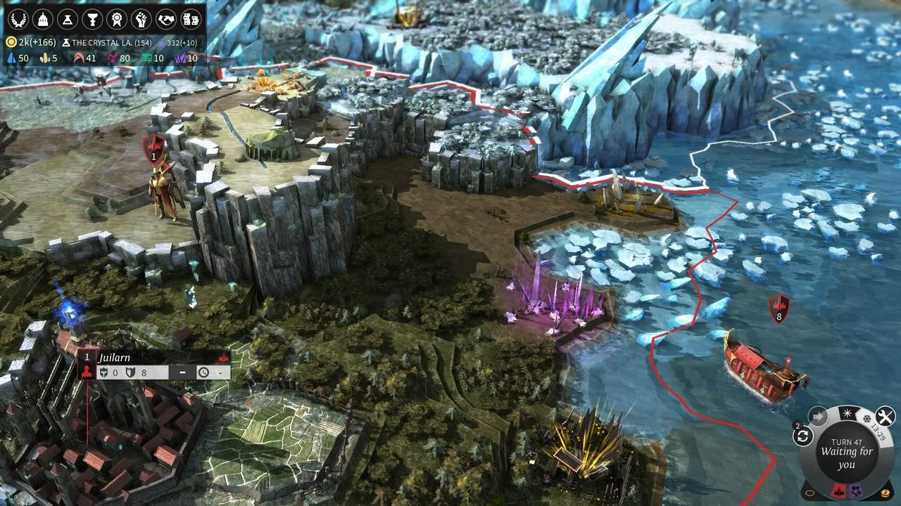alt text: A screenshot showcasing the winter season in Endless Legend and its effect on the environment.