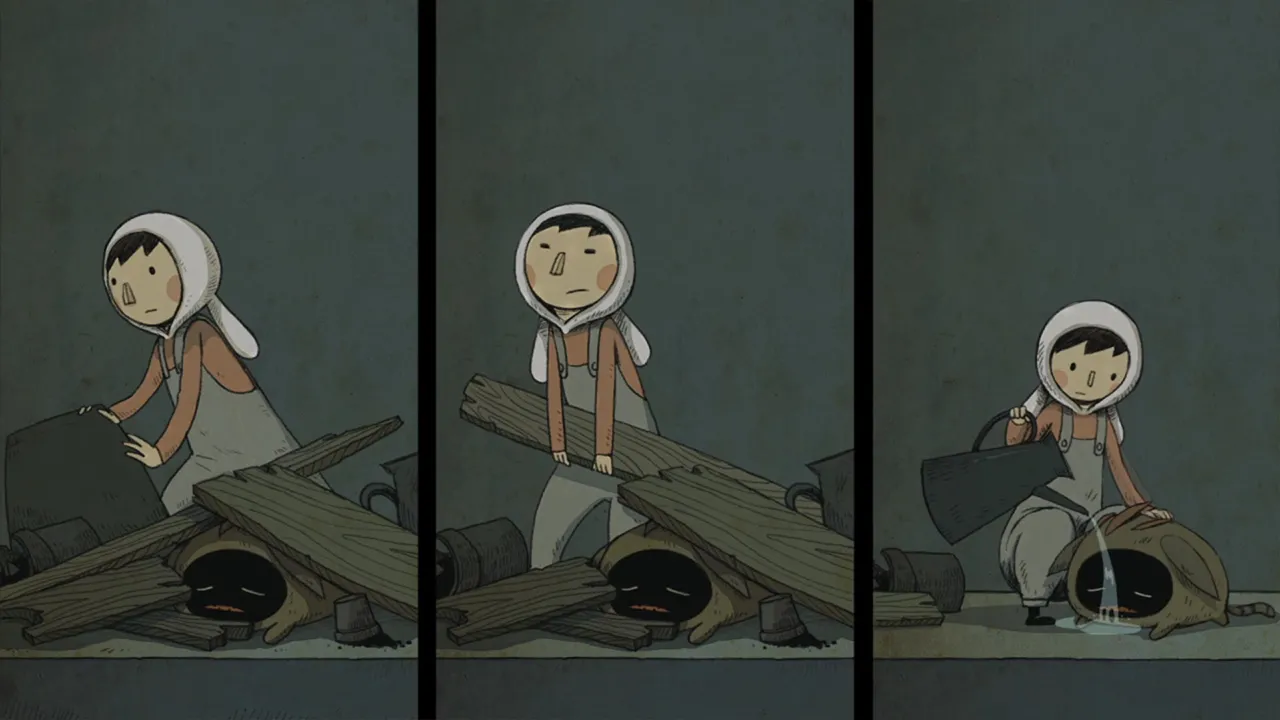 alt text:  A screenshot showing the environment and the visual style contributing to the sense of mystery. Keywords: LUNA The Shadow Dust, environment, mystery, visual style, atmosphere