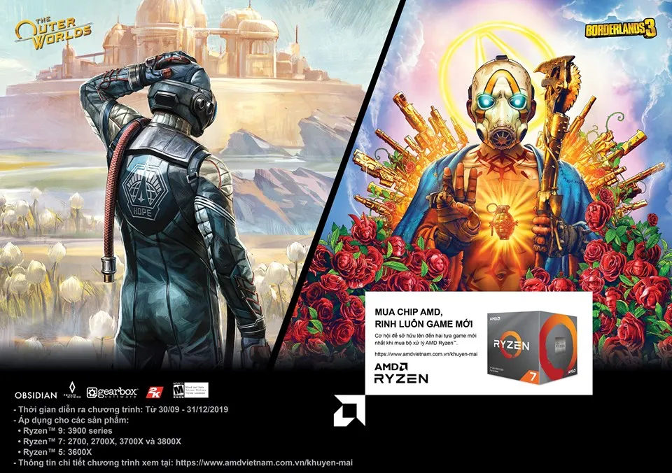 alt text: AMD "Equipped to Win" promotion banner showcasing free games with CPU and GPU purchases.