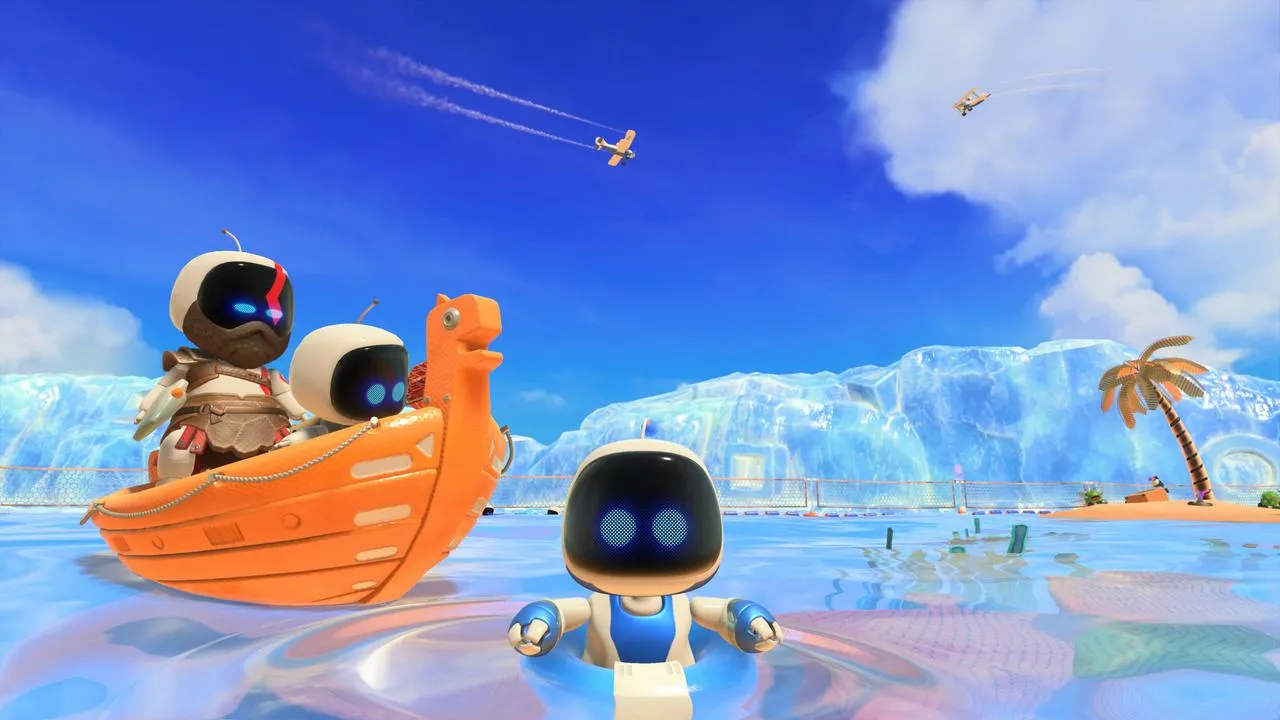 alt text: Astro Bot standing in a lush green environment