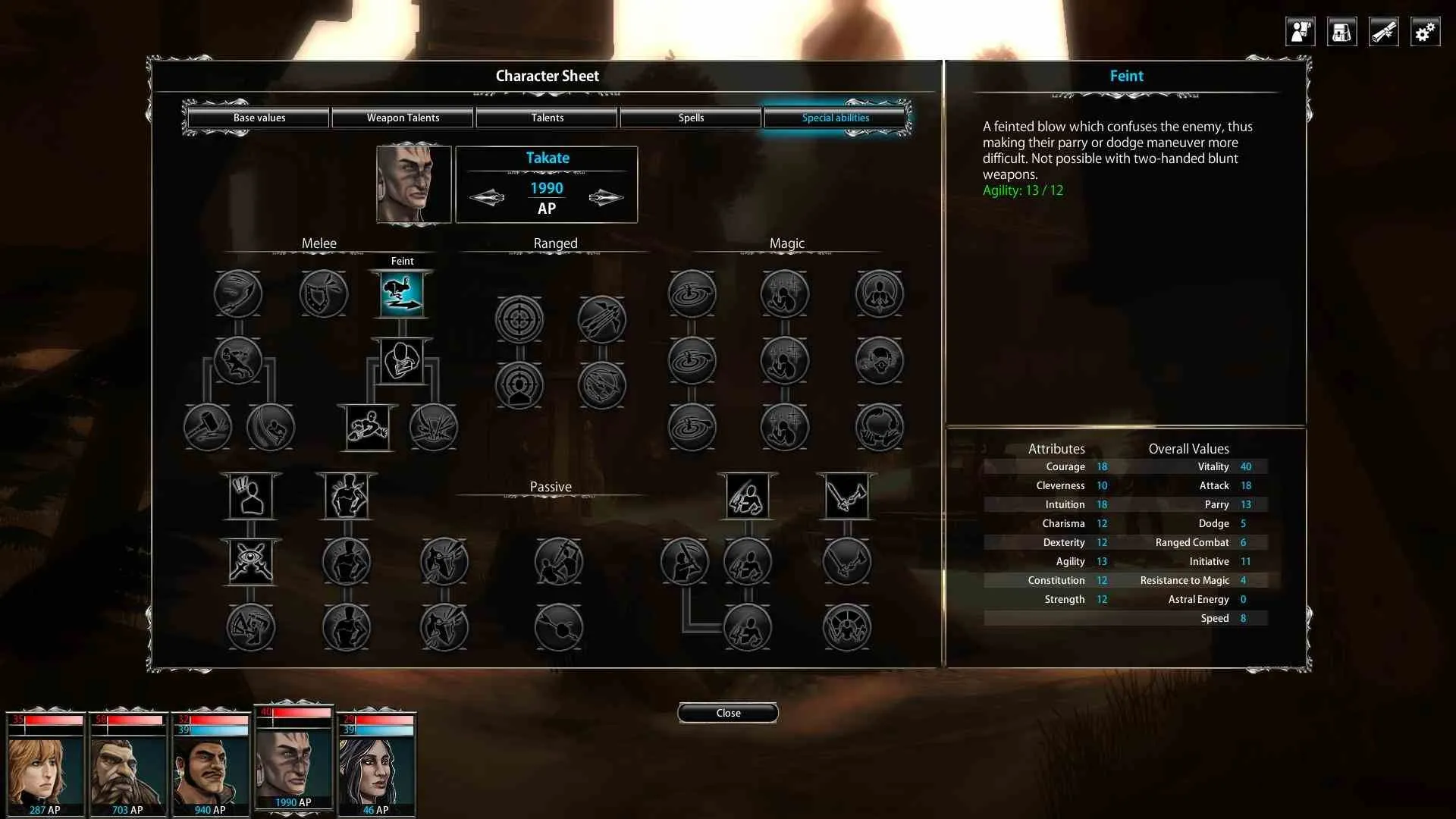 alt text: Blackguards combat screenshot demonstrating the frustrating miss chance mechanic.
