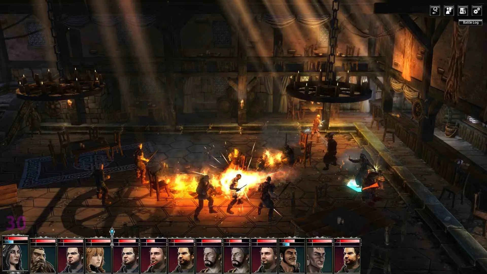 alt text: Blackguards combat screenshot illustrating the challenge of facing multiple enemies.