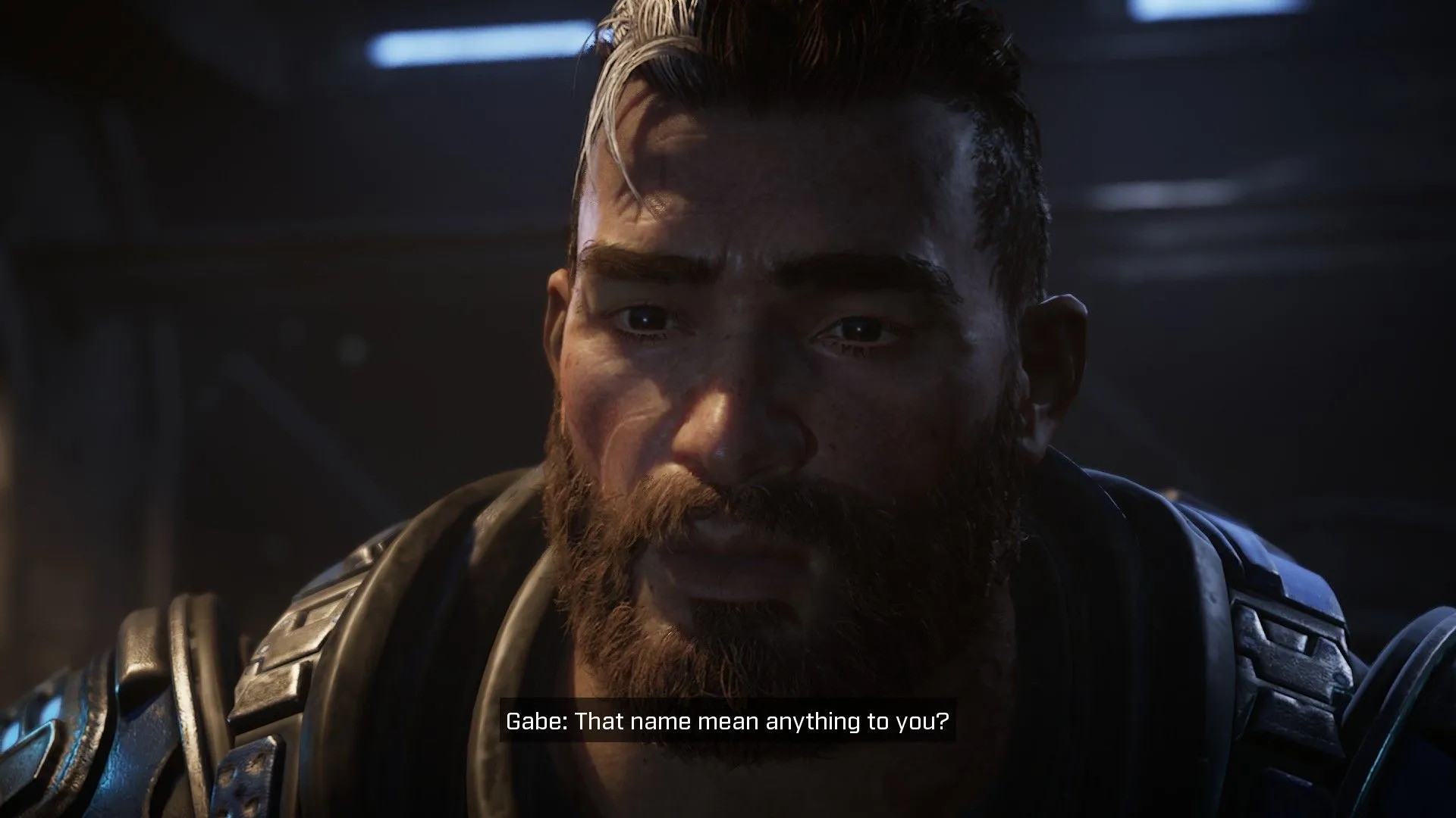 alt text: Cinematic cutscene from Gears Tactics, showcasing the characters and story