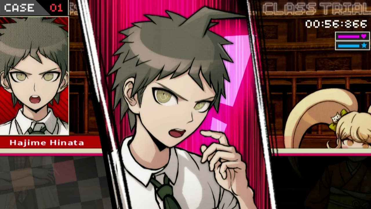 alt text: Close-up of a Danganronpa 2 character sprite showcasing detailed artwork