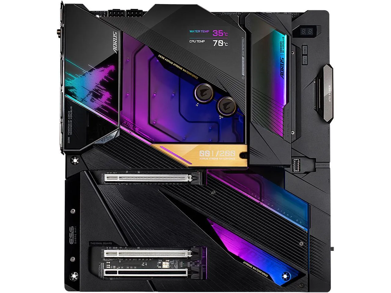 alt text: Close-up of components on a Gigabyte Z690 AORUS motherboard