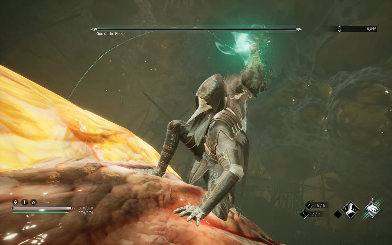 alt text: Close-up of Corvus's claw attack in Thymesia