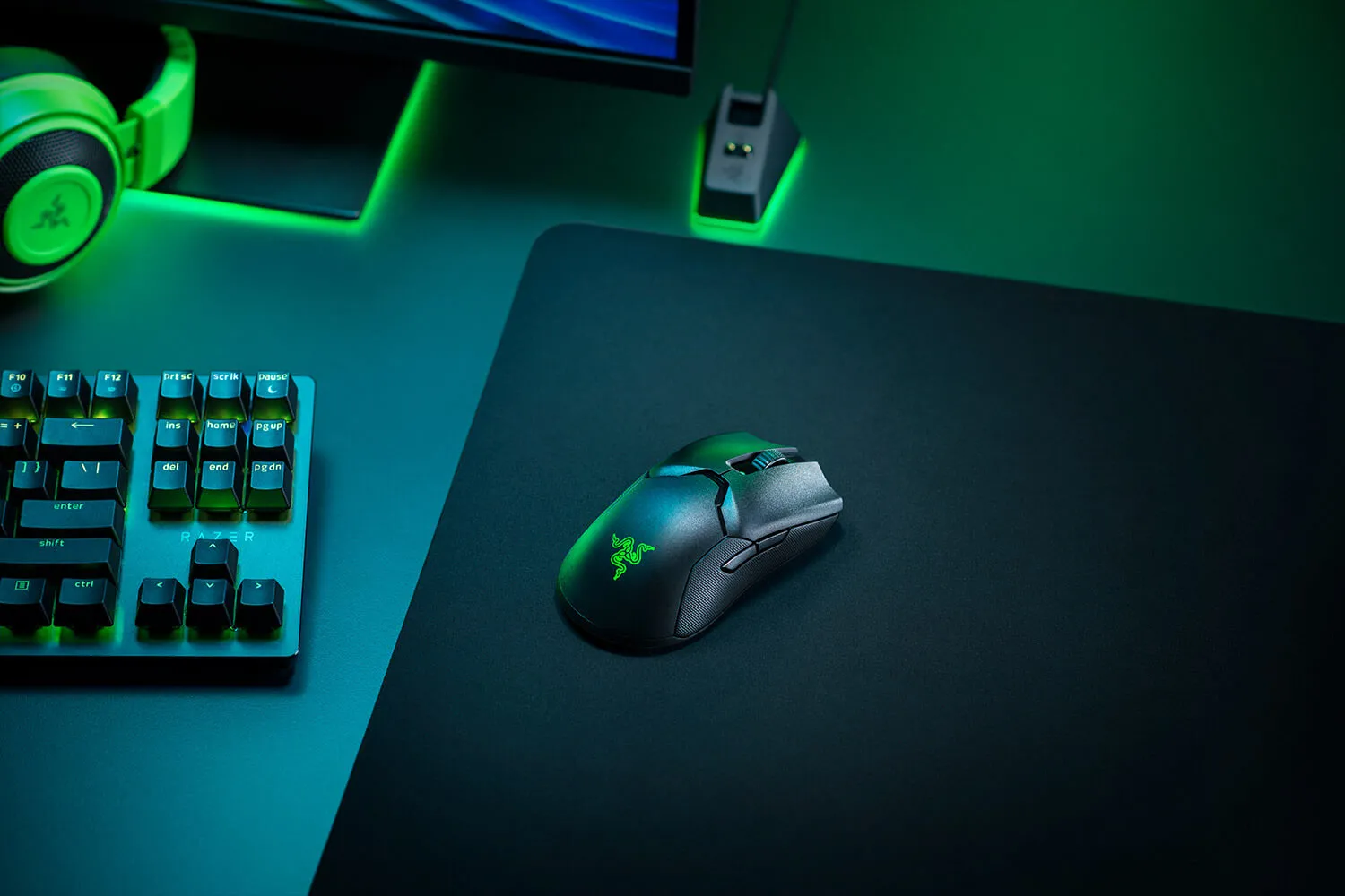 alt text: Close-up of the Razer Viper Ultimate wireless gaming mouse showcasing its design and features.