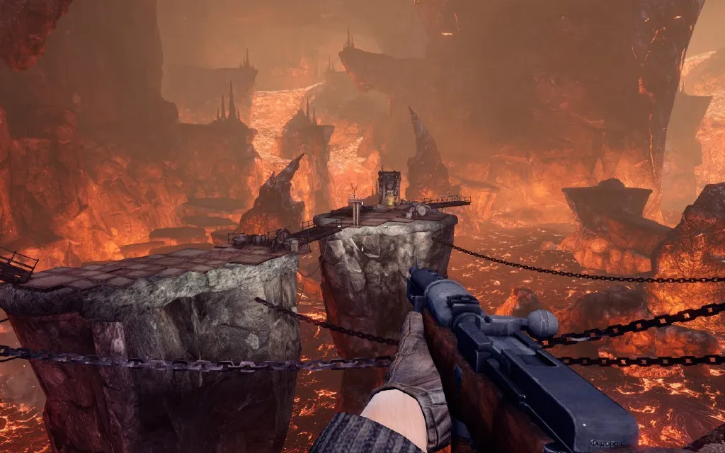 alt text: Deadfall Adventures gameplay screenshot showing the varied and impressive environments.