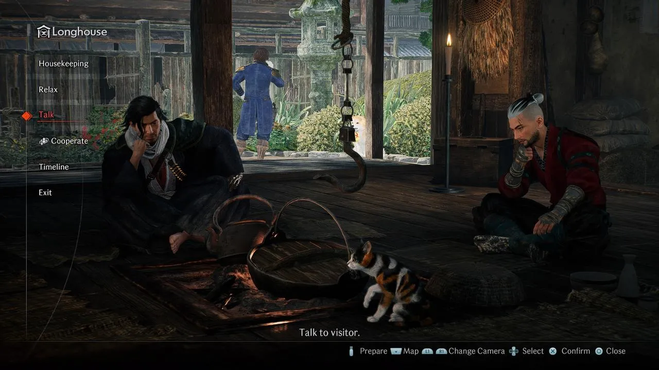 alt text depicting a scene showcasing character customization or the Longhouse interior. Keywords: Customization, Longhouse, interior design, Rise of the Ronin