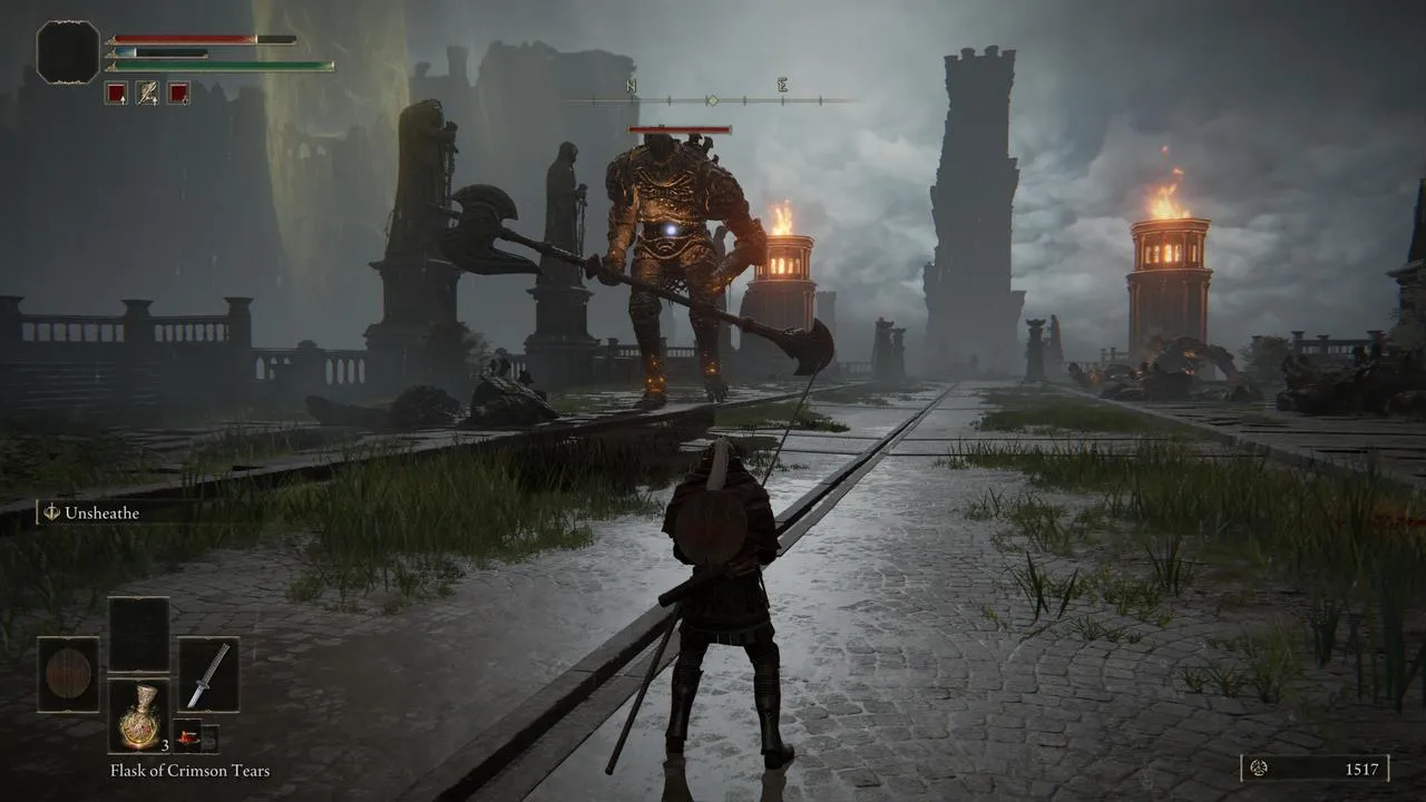 alt text depicting Elden Ring gameplay with enemies at night