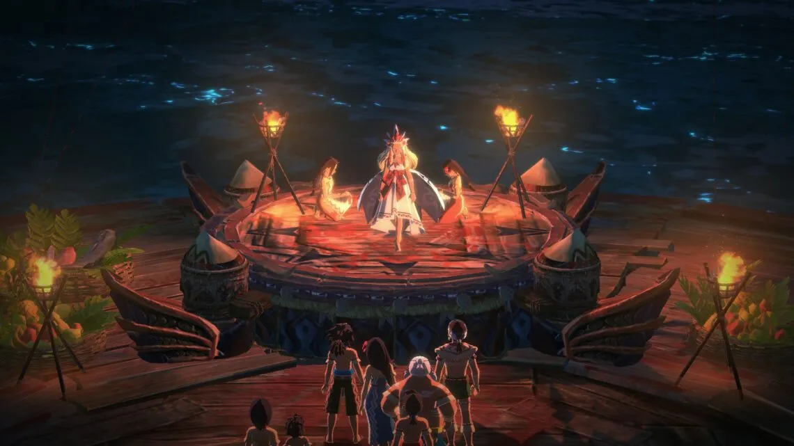 alt text describing a Rathalos, the flagship monster, soaring through the air with vibrant colors and a cel-shaded art style.