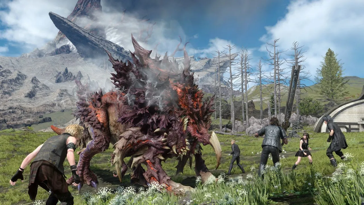 alt text describing exploring in Final Fantasy XV