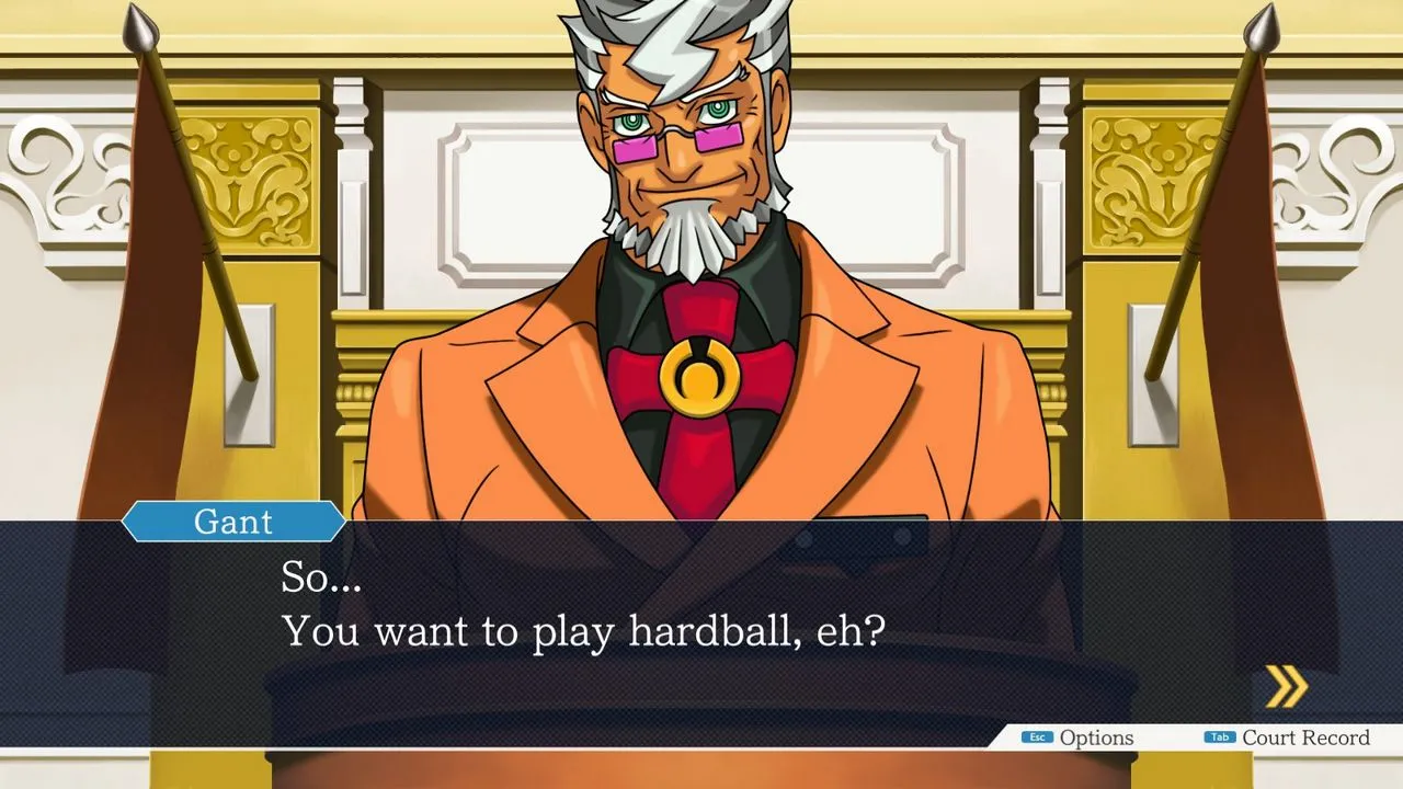 alt text describing image: A close-up of a character's face during a dramatic moment in a trial