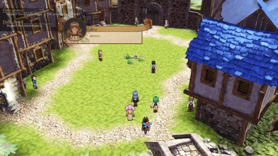 alt text describing image: A screenshot of Himeko Sutori showing the battle gameplay with pixelated units on a grid-based map