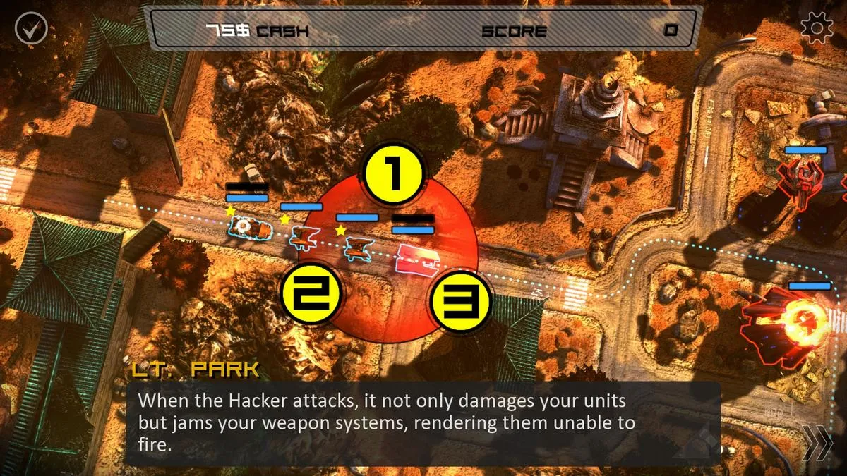 alt text describing image of gameplay showing units on a map